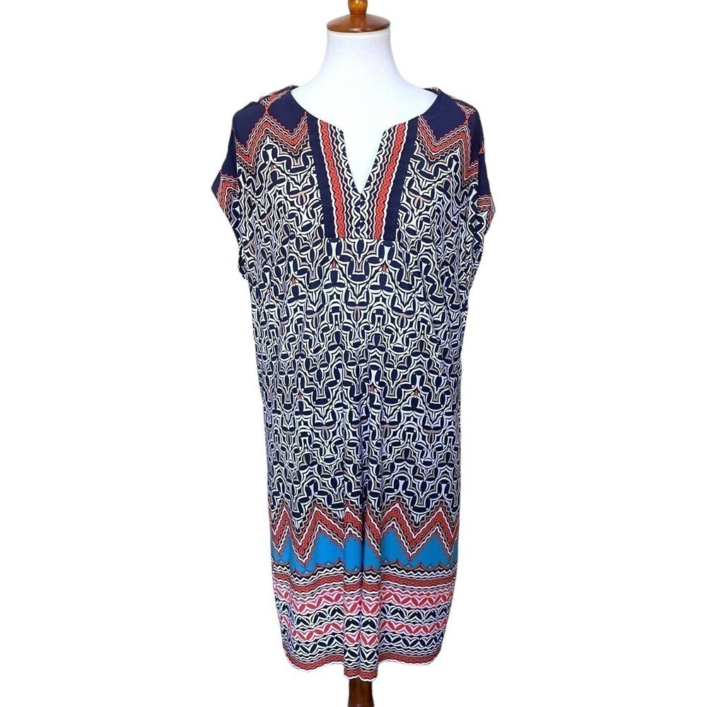 Laundry by Shelli Segal Multicolor Printed Tribal Tunic Shift Dress Size L